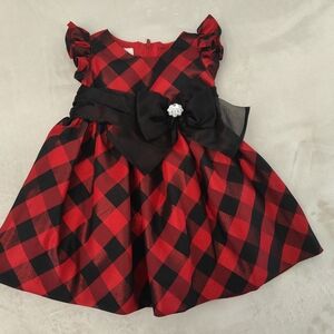 Bonnie Baby Red and Black Flutter Sleeve Sundress